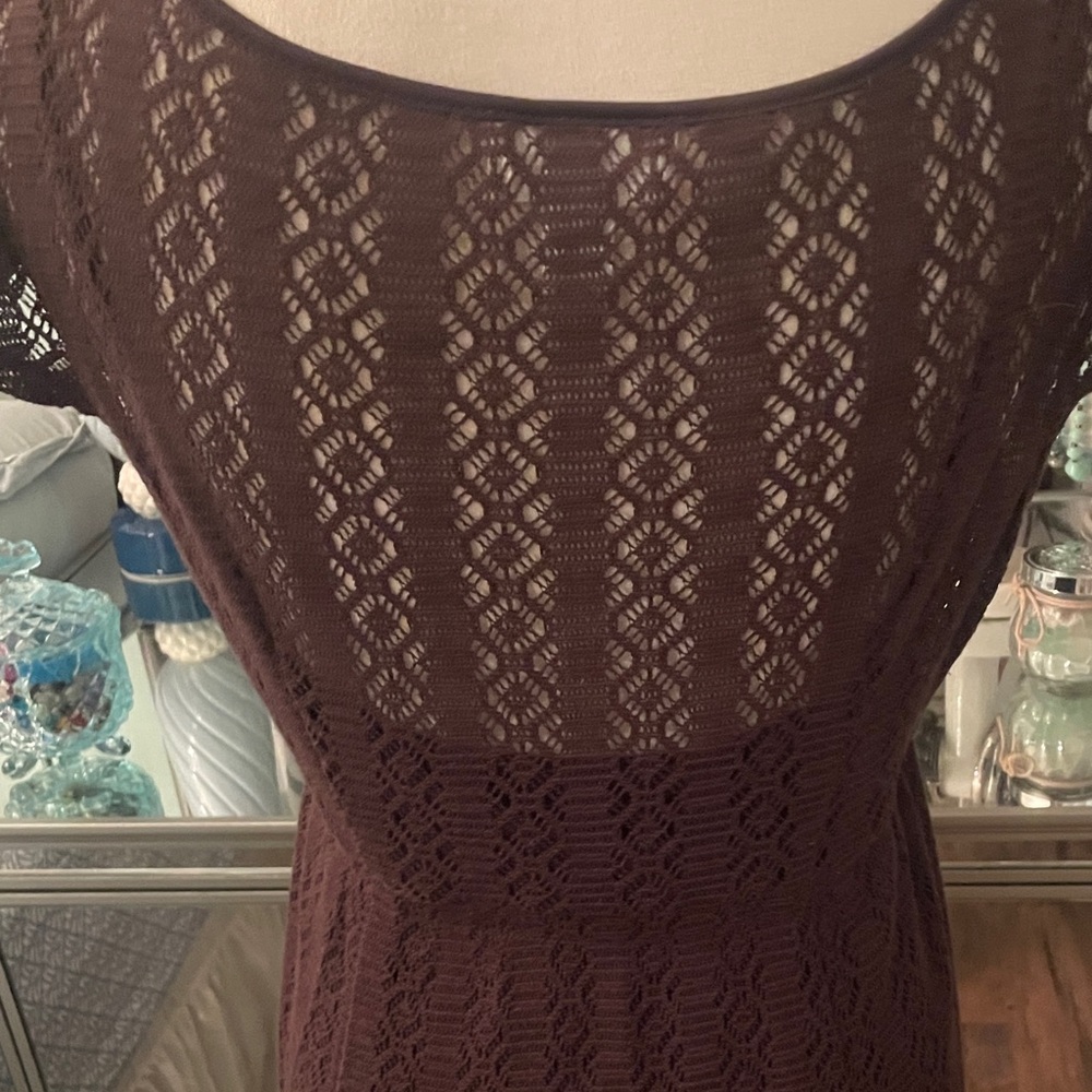 Vintage AnnTaylor Loft Empire, V-neck, Crochet Dress Fully Lined. 6. Pretty! - Picture 5 of 8